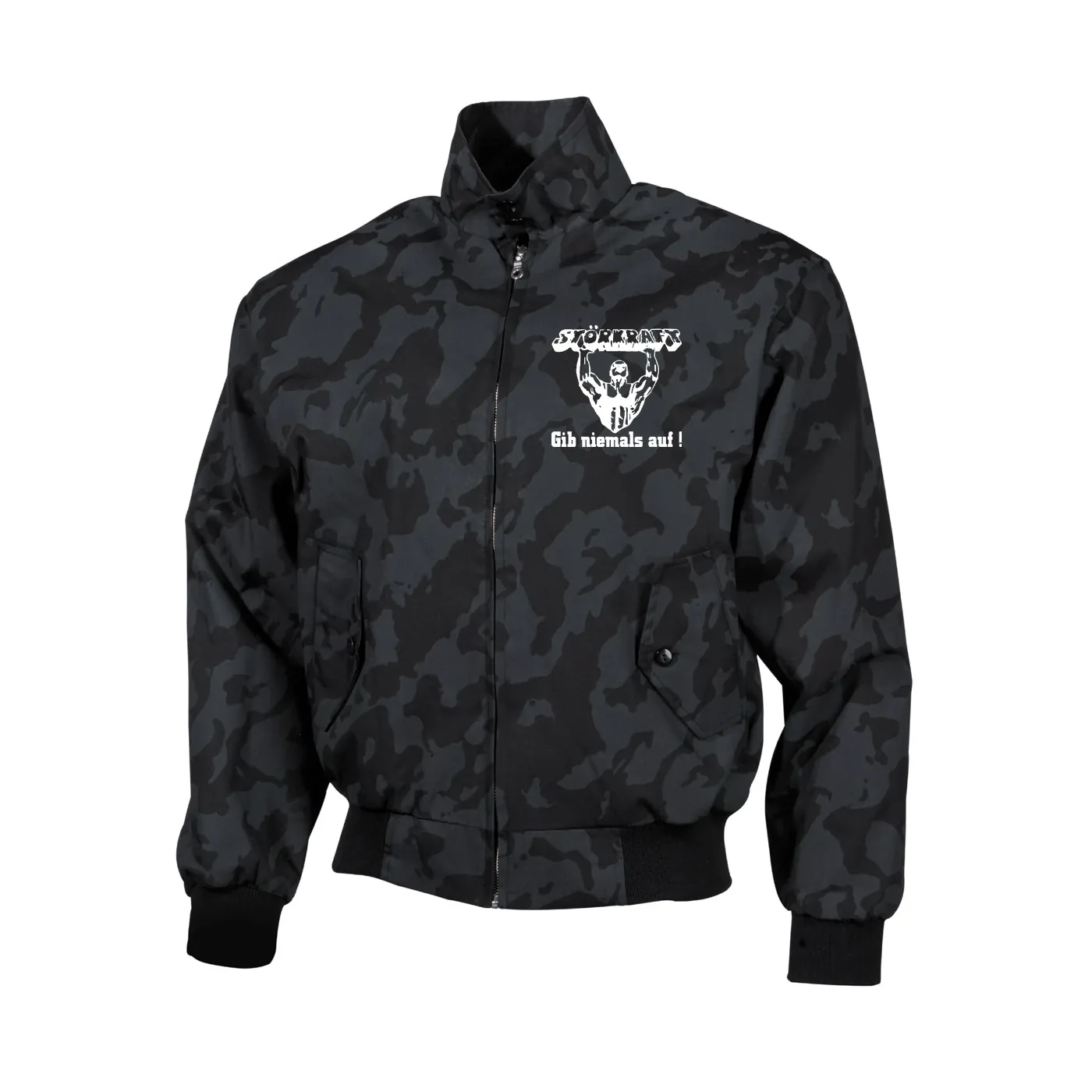 Bestickte Harrington Jacke, Camo - Störkraft gib niemals auf