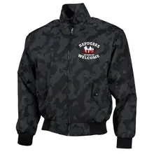 Bestickte Harrington Jacke, Camo - Refugees not welcome Vorderseite