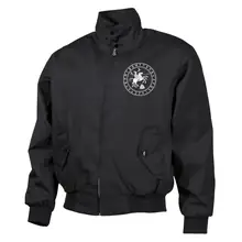 Bestickte Harrington Jacke, Schwarz - Odin und Sleipnir Vorderseite