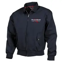 Bestickte Harrington Jacke, Blau - Deutschland für Familie, Volk und Vaterland Vorderseite