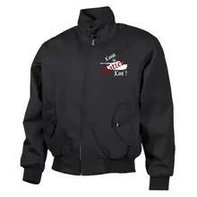Bestickte Harrington Jacke, Schwarz - Lasst die Katzen los Vorderseite