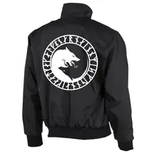 Bestickte Harrington Jacke, Schwarz - Fenrir Rückseite