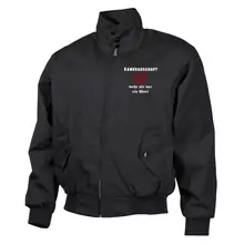 Bestickte Harrington Jacke, Schwarz - Kameradschaft mehr als nur ein Wort Vorderseite