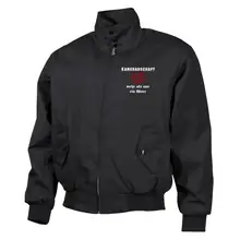 Bestickte Harrington Jacke, Schwarz - Kameradschaft mehr als nur ein Wort - gewählte Variante
