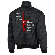 Bestickte Harrington Jacke, Camo - Heute tolerant morgen fremd im eigenen Land Rückseite