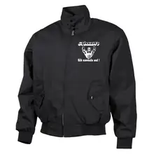 Bestickte Harrington Jacke, Schwarz - Störkraft gib niemals auf - gewählte Variante