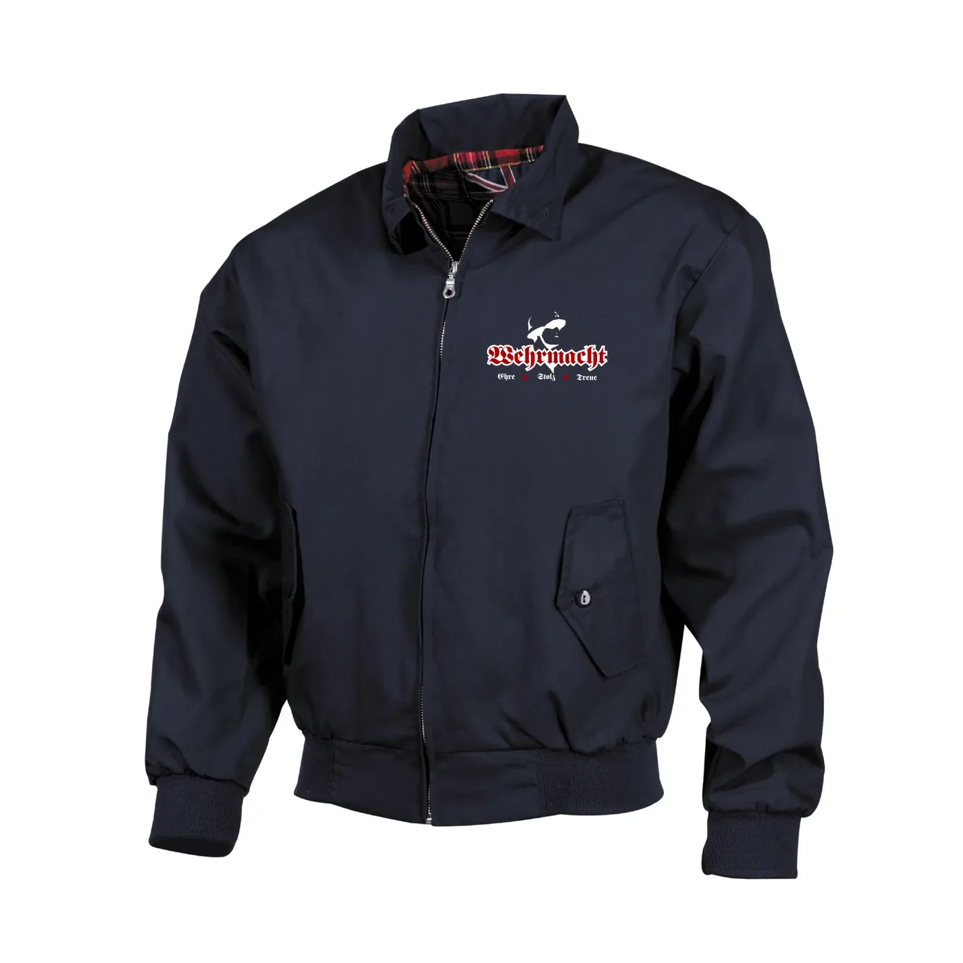 Bestickte Harrington Jacke, Blau - Wehrmacht, ehre stolz treue