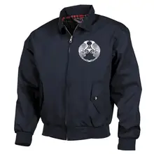Bestickte Harrington Jacke, Blau - Raben Vorderseite