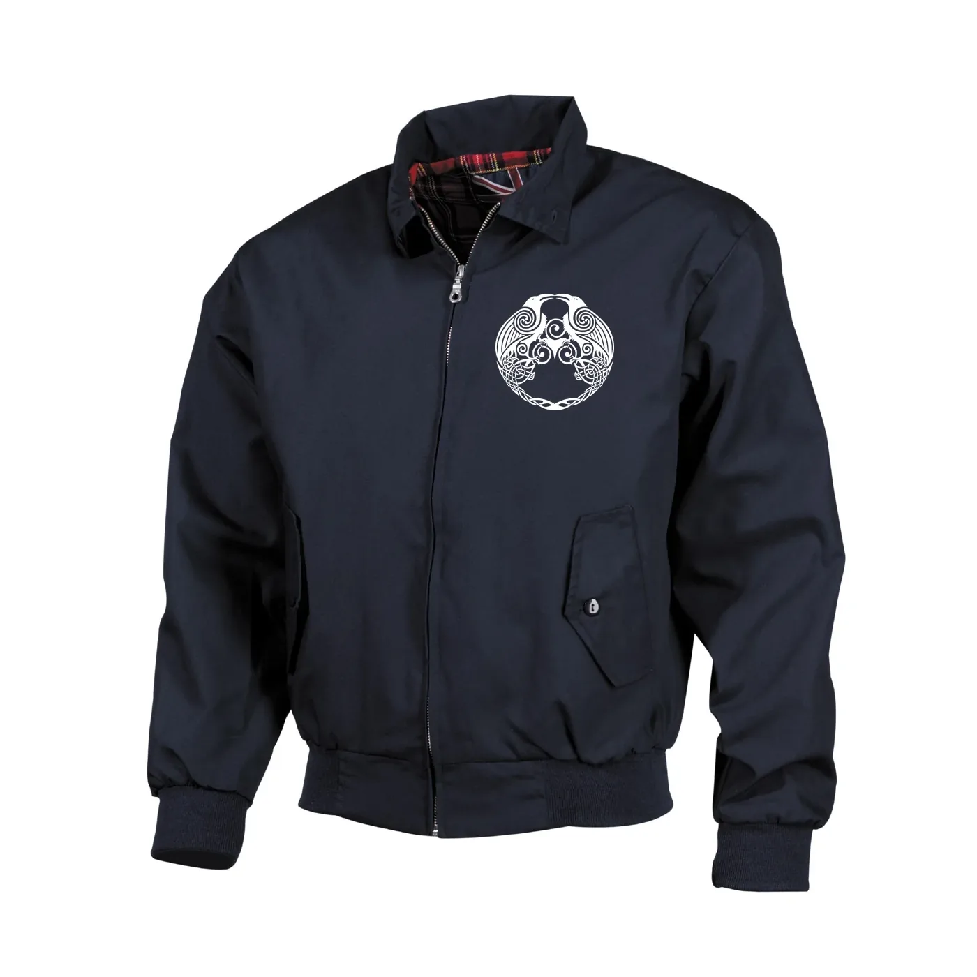 Bestickte Harrington Jacke, Blau - Raben