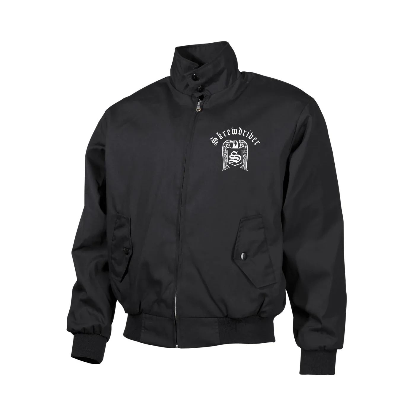 Bestickte Harrington Jacke, Schwarz - Skrewdriver