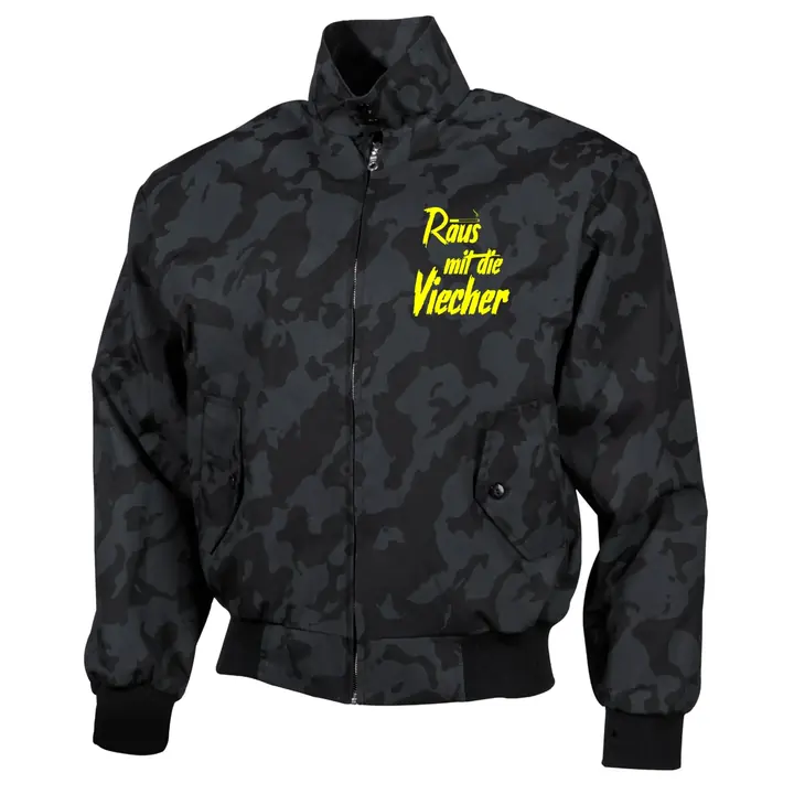 Bestickte Harrington Jacke, Camo - Raus mit die Viecher