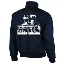 Bestickte Harrington Jacke, Blau - Komm zur Revolution Rückseite