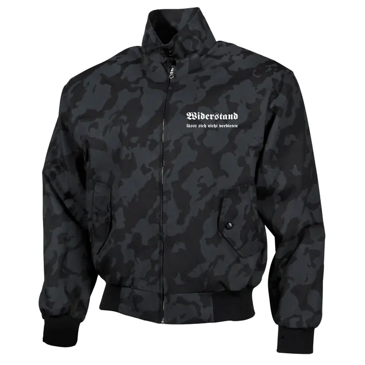 Bestickte Harrington Jacke, Camo - Widerstand lässt sich nicht verbieten