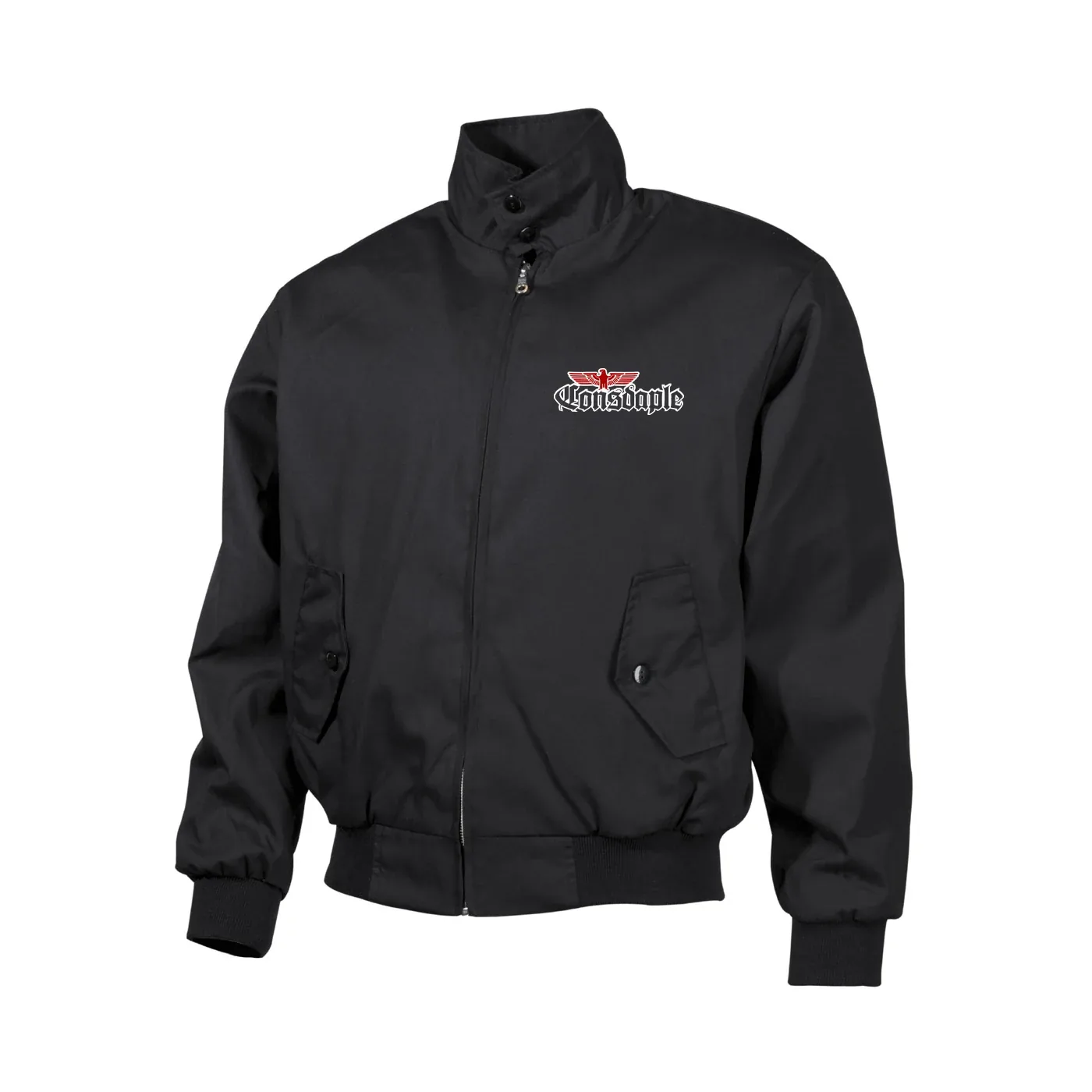 Bestickte Harrington Jacke, Schwarz - Consdaple, Adler 2018