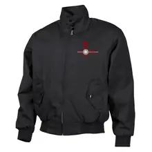 Bestickte Harrington Jacke, Schwarz - Divison Deutschland Vorderseite