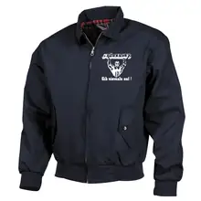 Bestickte Harrington Jacke, Blau - Störkraft gib niemals auf Vorderseite