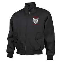 Bestickte Harrington Jacke, Schwarz - Lieber ein Wolf Odins als ein Lamm Gottes - gewählte Variante