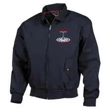 Bestickte Harrington Jacke, Blau - Tradition schlägt jeden Trend Vorderseite