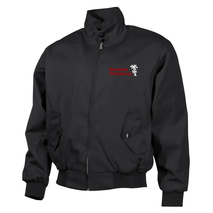 Bestickte Harrington Jacke, Schwarz - Deutsches Afrikakorps