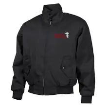Bestickte Harrington Jacke, Schwarz - Deutsches Afrikakorps Vorderseite
