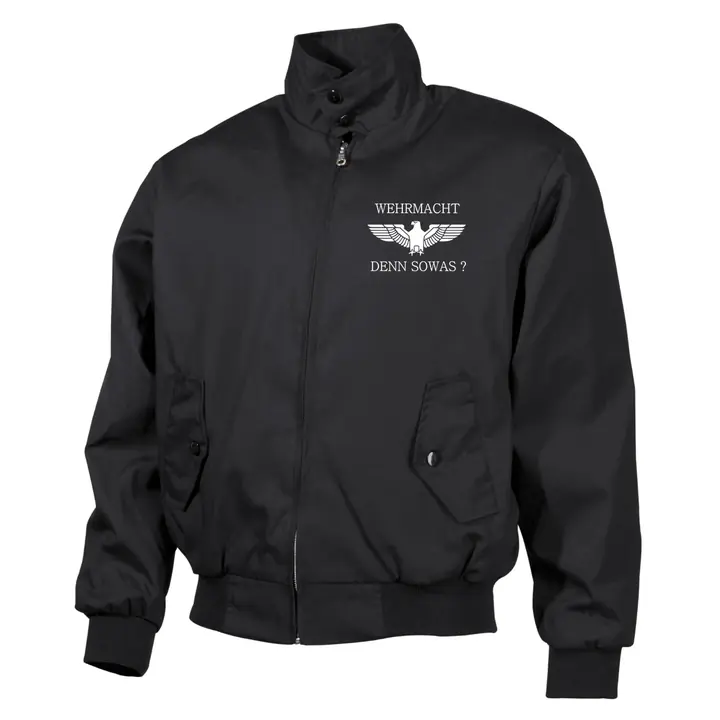Bestickte Harrington Jacke, Schwarz - Wehrmacht denn sowas