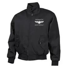 Bestickte Harrington Jacke, Schwarz - Wehrmacht denn sowas Vorderseite