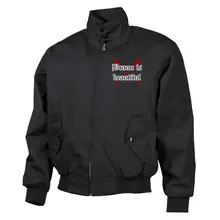 Bestickte Harrington Jacke, Schwarz - Braun is beautiful Vorderseite