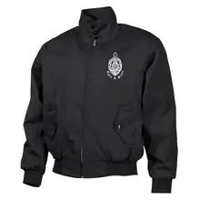 Bestickte Harrington Jacke, Schwarz - Ehre & Stolz Vorderseite