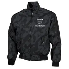 Bestickte Harrington Jacke, Camo - Braun und lecker Vorderseite