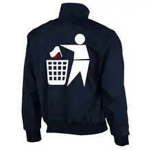 Bestickte Harrington Jacke, Blau - Keinen Bock auf Zecken Rückseite