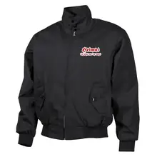 Bestickte Harrington Jacke, Schwarz - Heimat ist nicht nur ein Wort Vorderseite