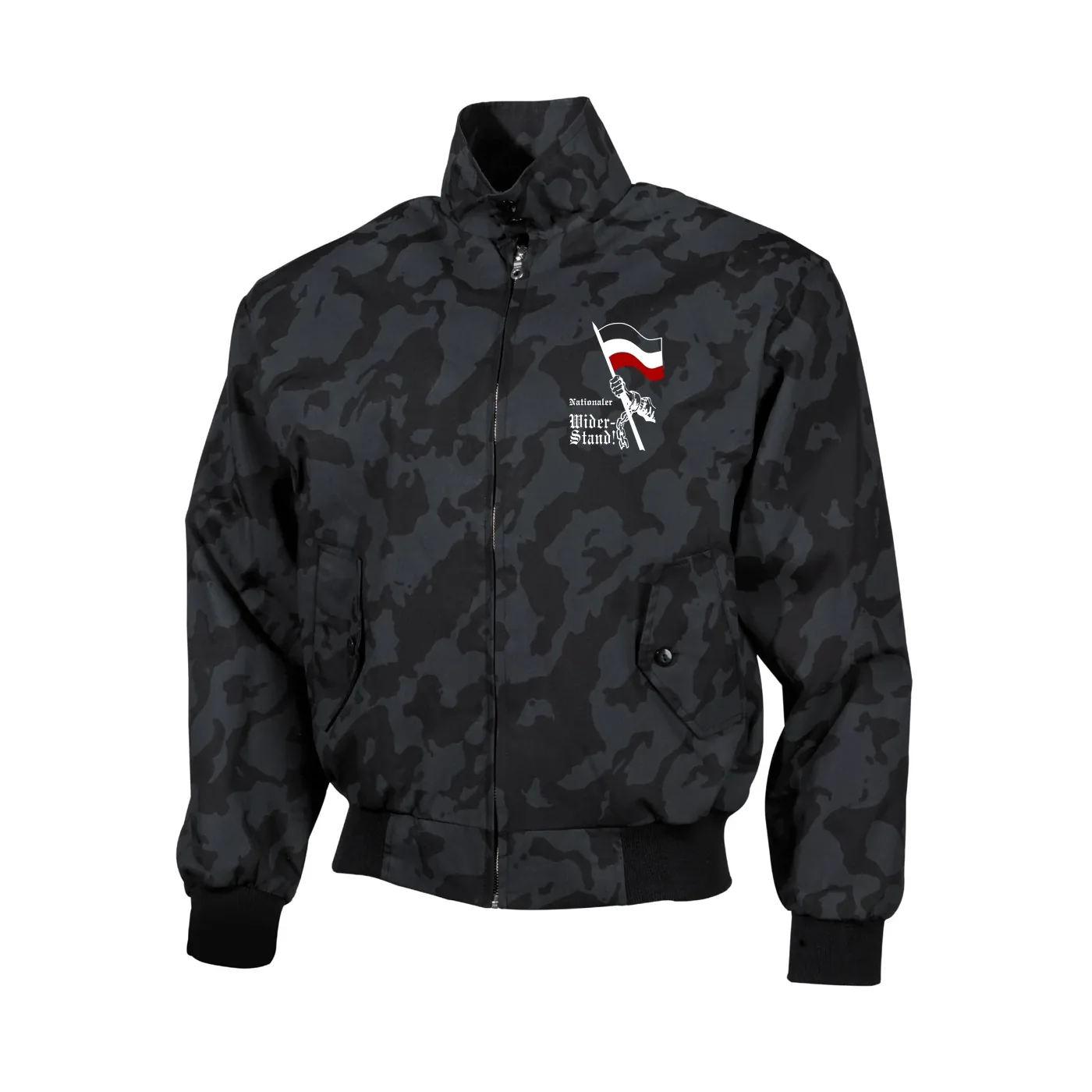 Bestickte Harrington Jacke, Camo - Nationaler Widerstand, Fahne
