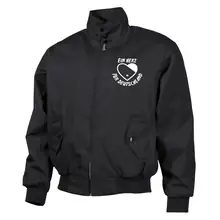 Bestickte Harrington Jacke, Schwarz - Ein Herz für Deutschland Vorderseite