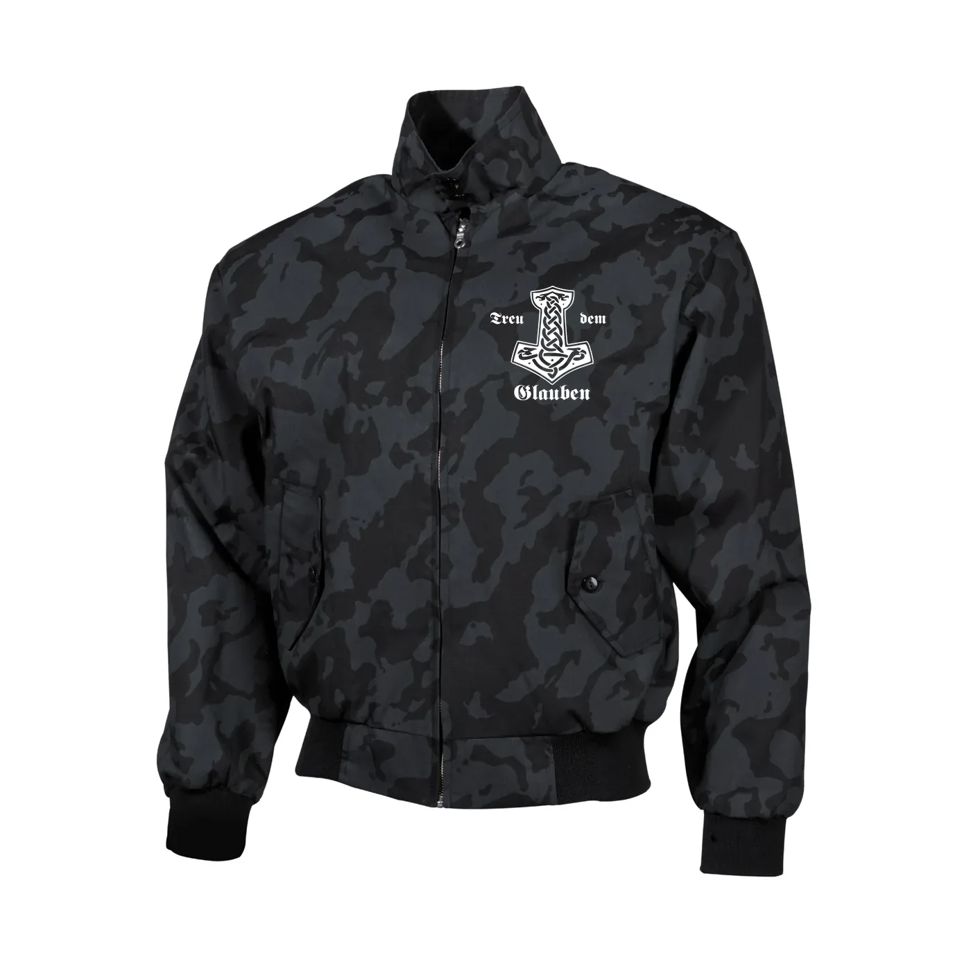 Bestickte Harrington Jacke, Camo - Treu dem Glauben