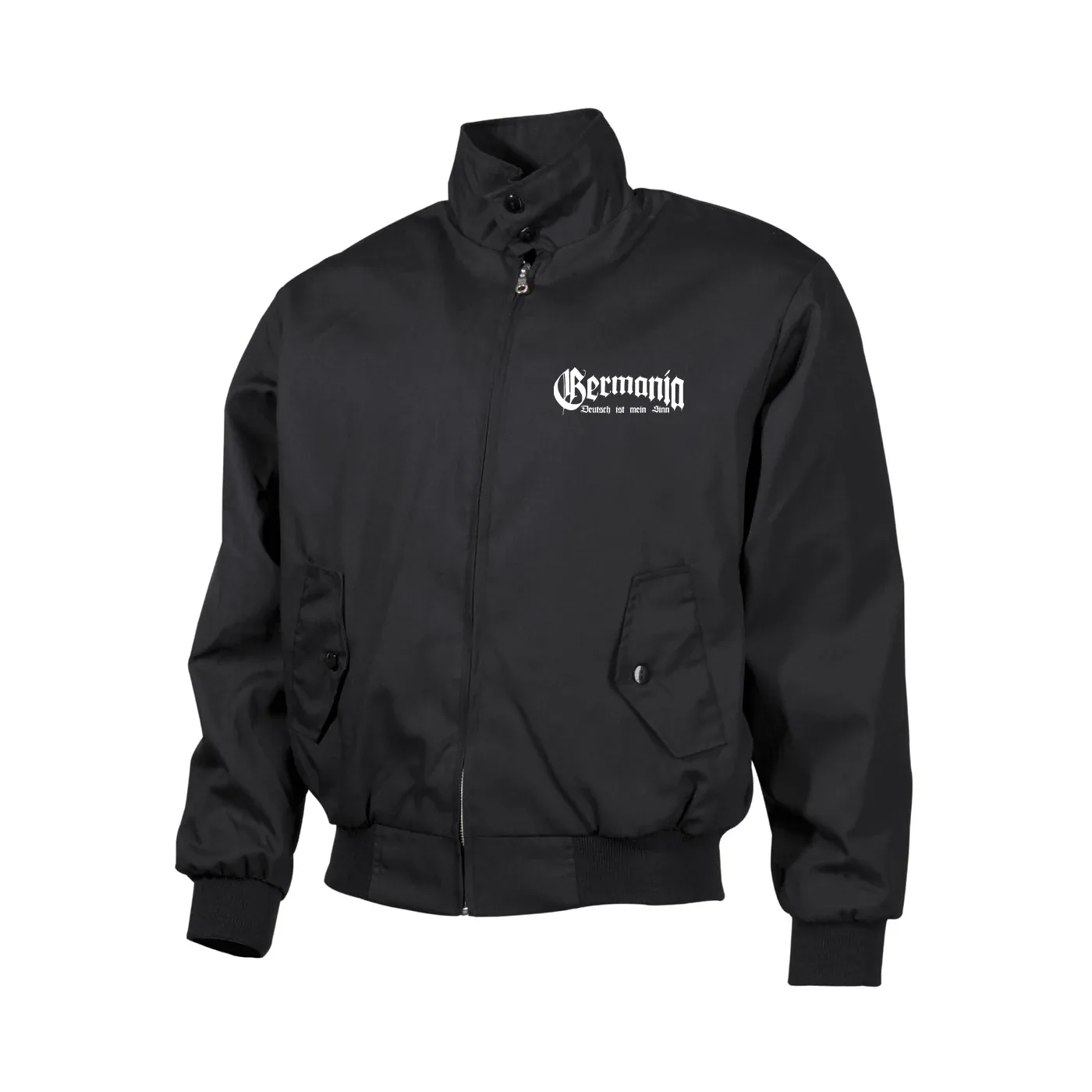 Bestickte Harrington Jacke, Schwarz - Germania, Deutsch ist mein Sinn