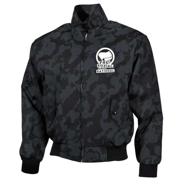 Bestickte Harrington Jacke, Camo - Komm zur Revolution