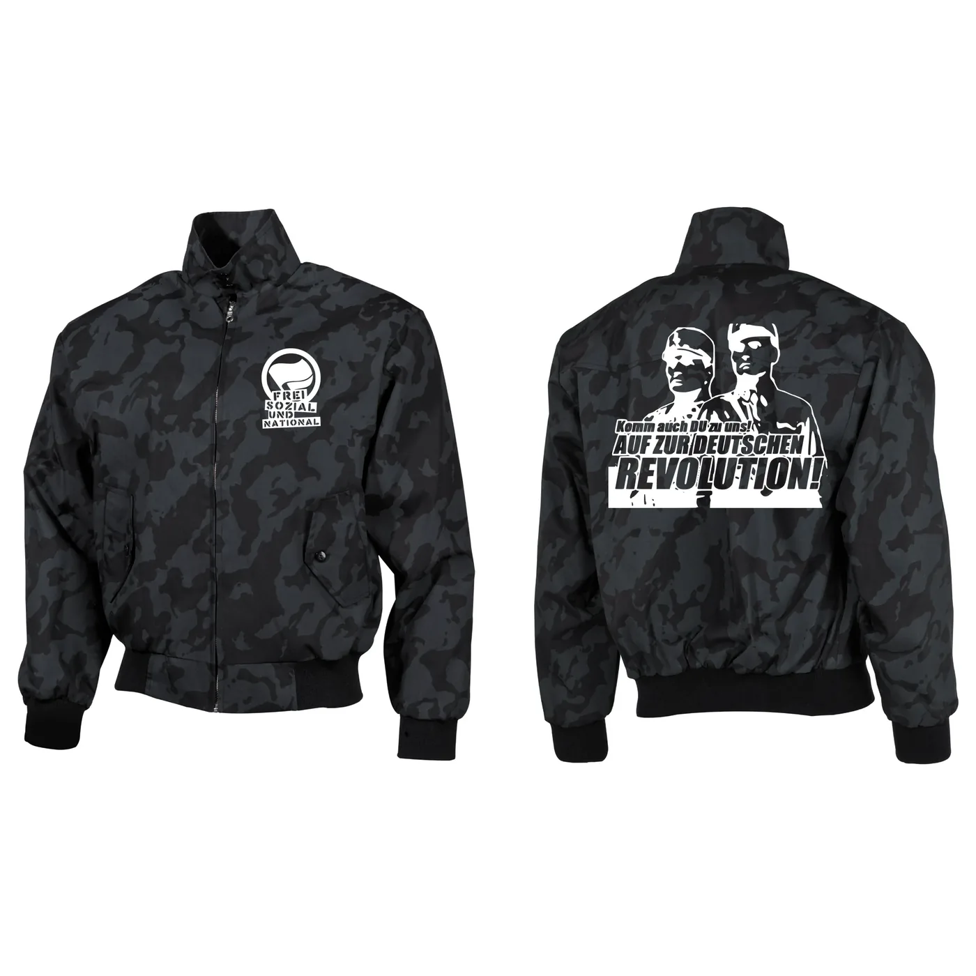 Bestickte Harrington Jacke, Camo - Komm zur Revolution