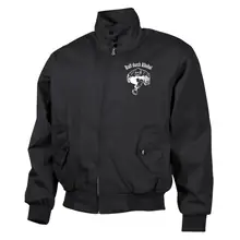 Bestickte Harrington Jacke, Schwarz - Kraft durch Alkohol Vorderseite
