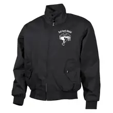 Bestickte Harrington Jacke, Schwarz - Kraft durch Alkohol - gewählte Variante