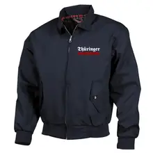 Bestickte Harrington Jacke, Blau - Thüringer, wir bereuen nicht Vorderseite