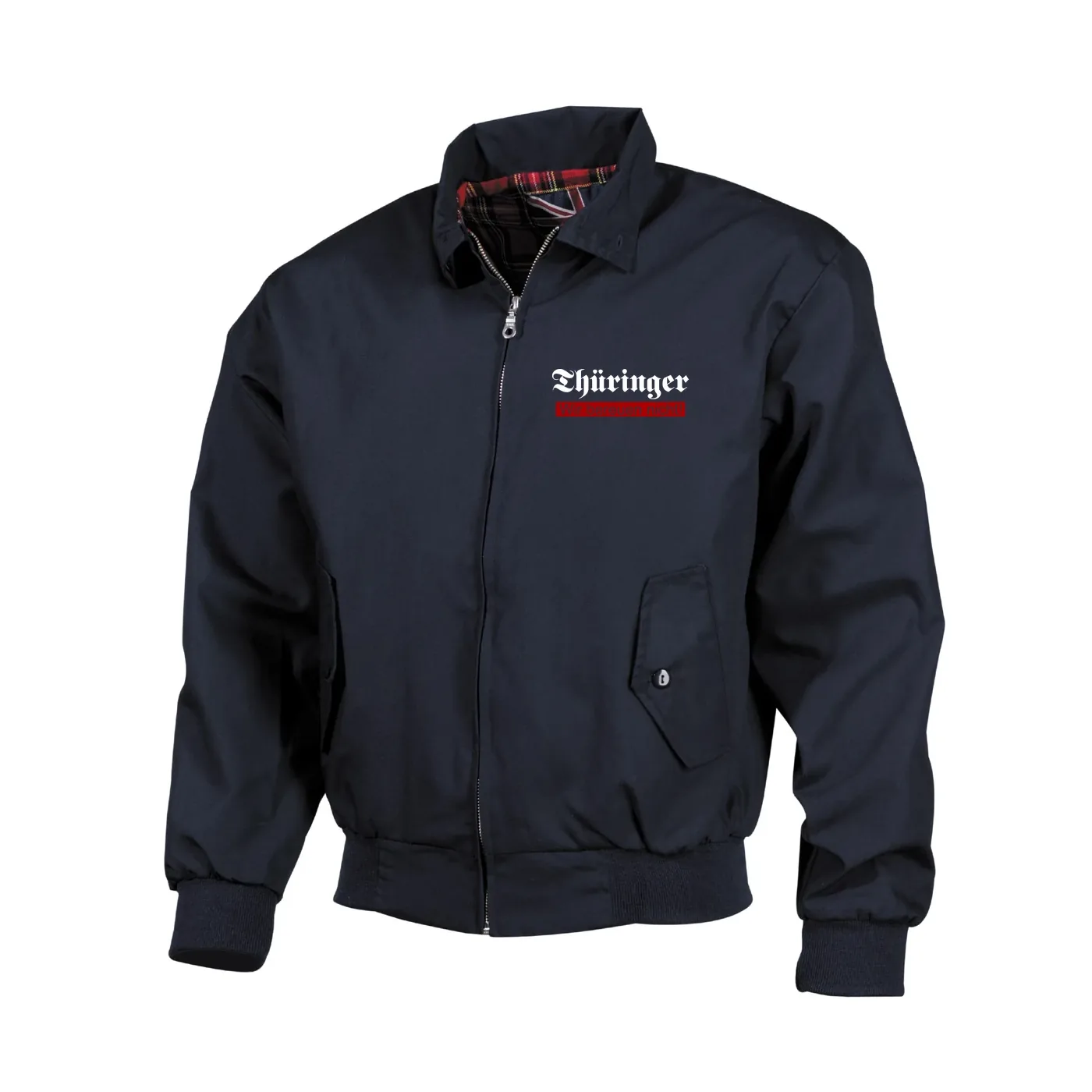 Bestickte Harrington Jacke, Blau - Thüringer, wir bereuen nicht