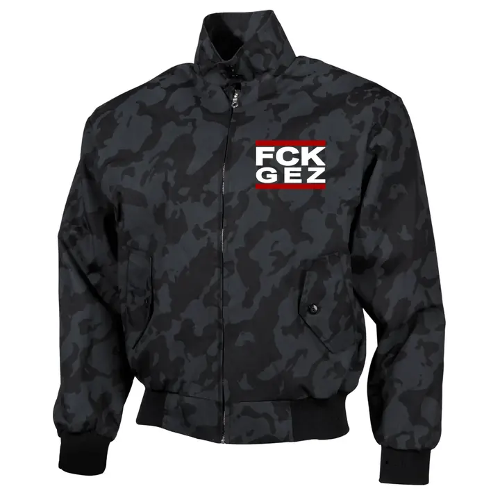 Bestickte Harrington Jacke, Camo - FCK GEZ
