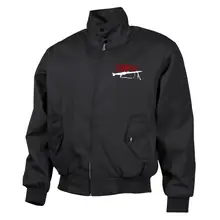 Bestickte Harrington Jacke, Schwarz - Mg42 Einigkeit, Recht und Freiheit Vorderseite
