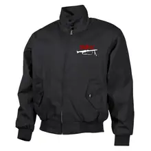 Bestickte Harrington Jacke, Schwarz - Mg42 Einigkeit, Recht und Freiheit - gewählte Variante