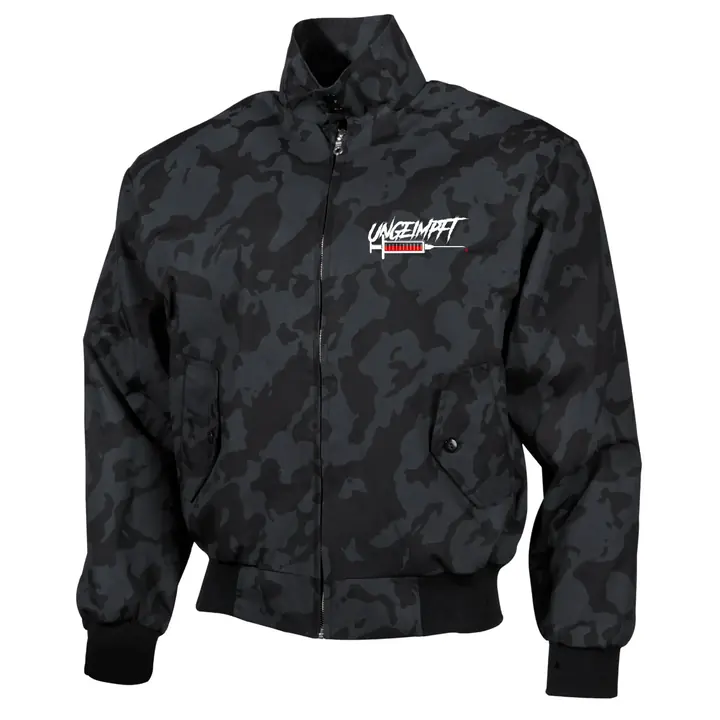 Bestickte Harrington Jacke, Camo - Ungeimpft, Spritze