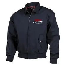 Bestickte Harrington Jacke, Blau - Mg42 Einigkeit, Recht und Freiheit Vorderseite