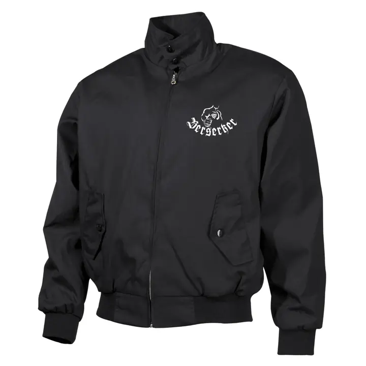 Bestickte Harrington Jacke, Schwarz - Berserker