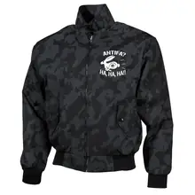Bestickte Harrington Jacke, Camo - Antifa, ha ha ha Vorderseite