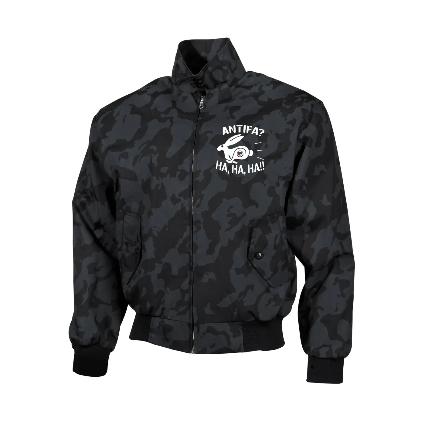 Bestickte Harrington Jacke, Camo - Antifa, ha ha ha