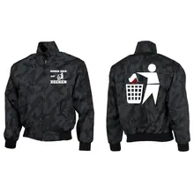 Bestickte Harrington Jacke, Camo - Keinen Bock auf Zecken Vorder- und Rückseite